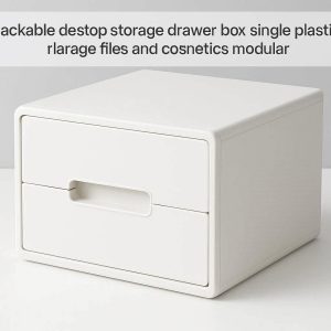 12 Stackable Desktop Storage Drawer Box Single Plastic Cabinet with Handle for Office Paper Files and Cosmetics Modular Design Office White