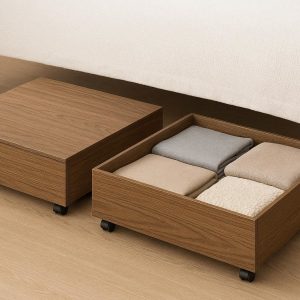 23 Underbed Storage Drawers on Wheels with Wood Grain Finish Set of 2 Large Rolling Under Bed Organizer for Bedroom Clothes and Blankets